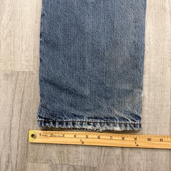 Vintage Carhartt Flannel Lined Jeans Men 36x32 Measured Blue Distressed Workwear - Picture 9 of 10